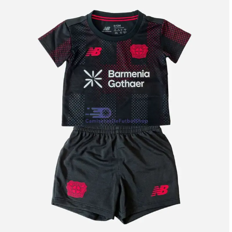 Camiseta Leverkusen 2025/2026 1ª Equipación Negro Niño Kit