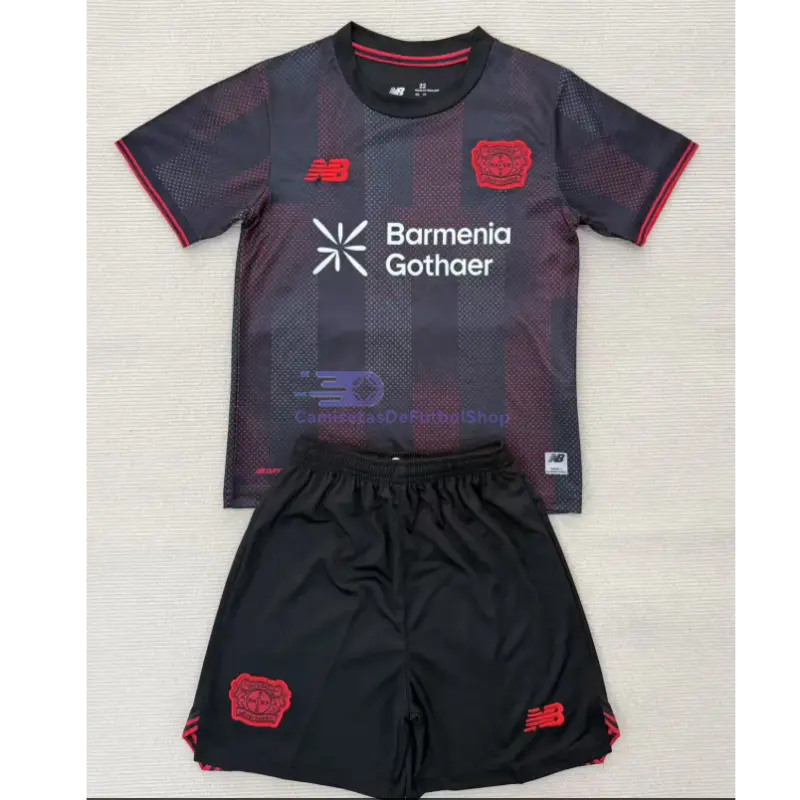 Camiseta Leverkusen 2025/2026 1ª Equipación Negro Niño Kit
