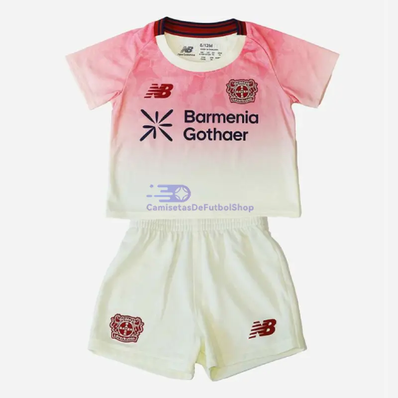 Camiseta Leverkusen 2025/2026 2ª Equipación Blanco/Rosa Niño Kit