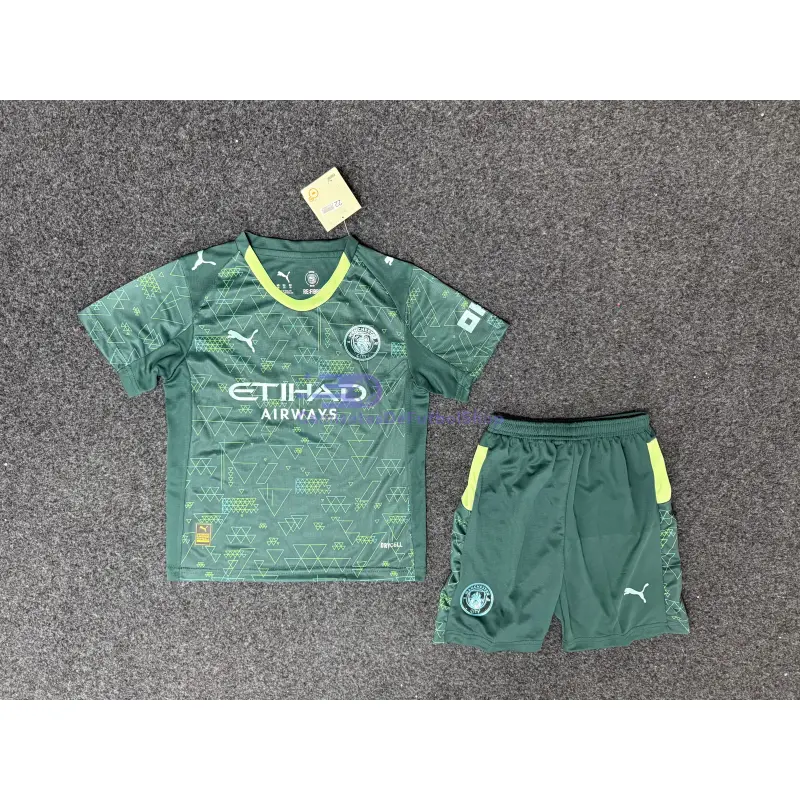 Camiseta Manchester City 2025/2026 4ª Equipación Verde Niño Kit