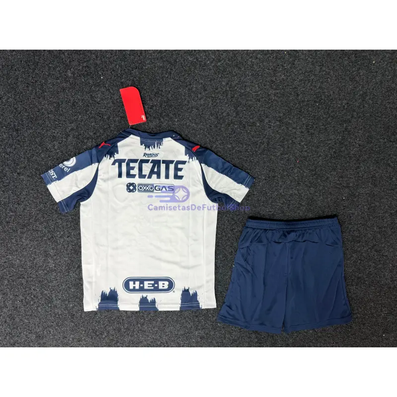 Camiseta Monterrey 2025/2026 1ª Equipación Blanco/Azul Marino Niño Kit