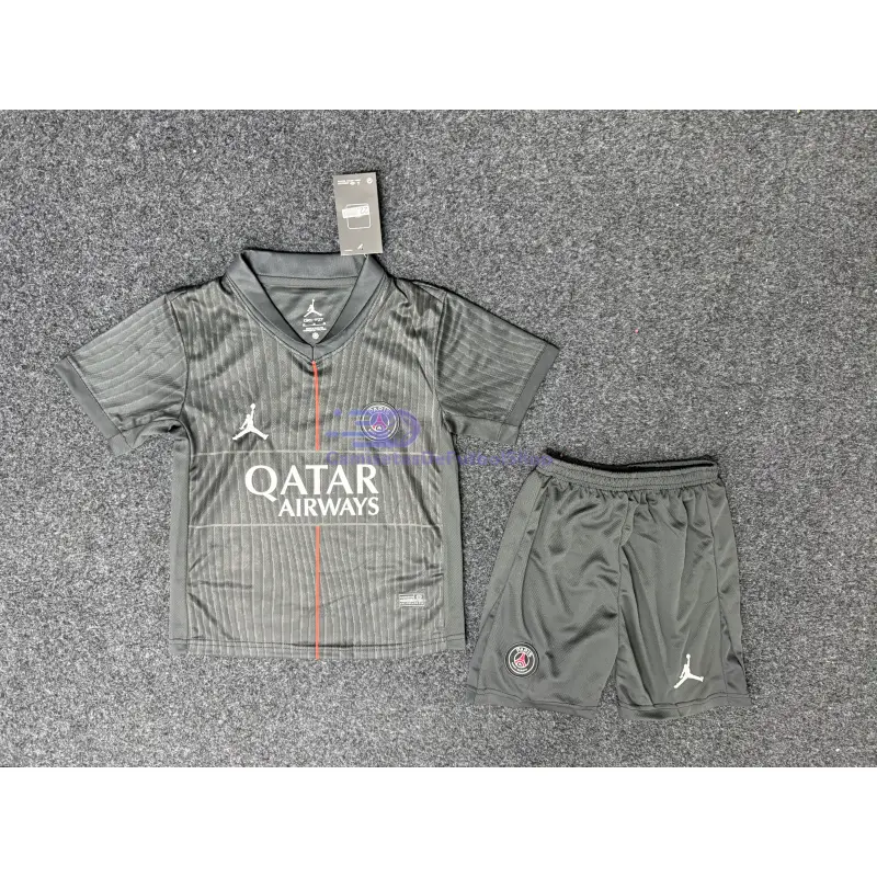 Camiseta PSG 2025/2026 4ª Equipación Negro Niño Kit