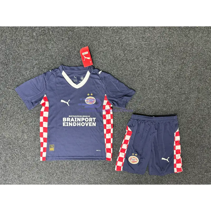 Camiseta PSV Eindhoven 2025/2026 2ª Equipación Azul Marino Niño Kit