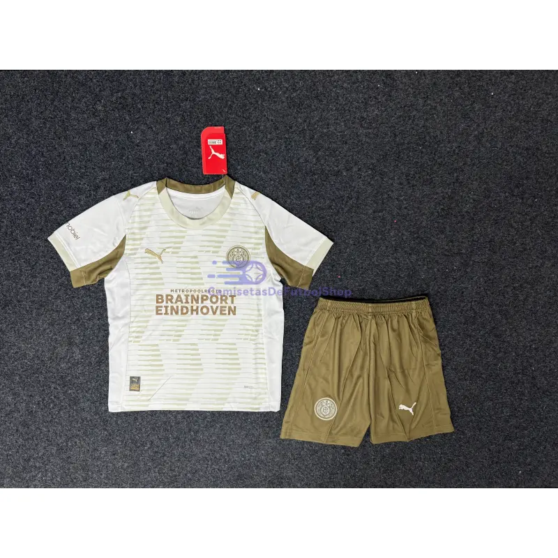 Camiseta PSV Eindhoven 2025/2026 3ª Equipación Beige Niño Kit
