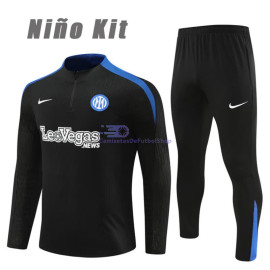 Sudadera De Entrenamiento Inter de Milan 2024/2025 Niño Kit Negro (EDICIÓN JUGADOR)