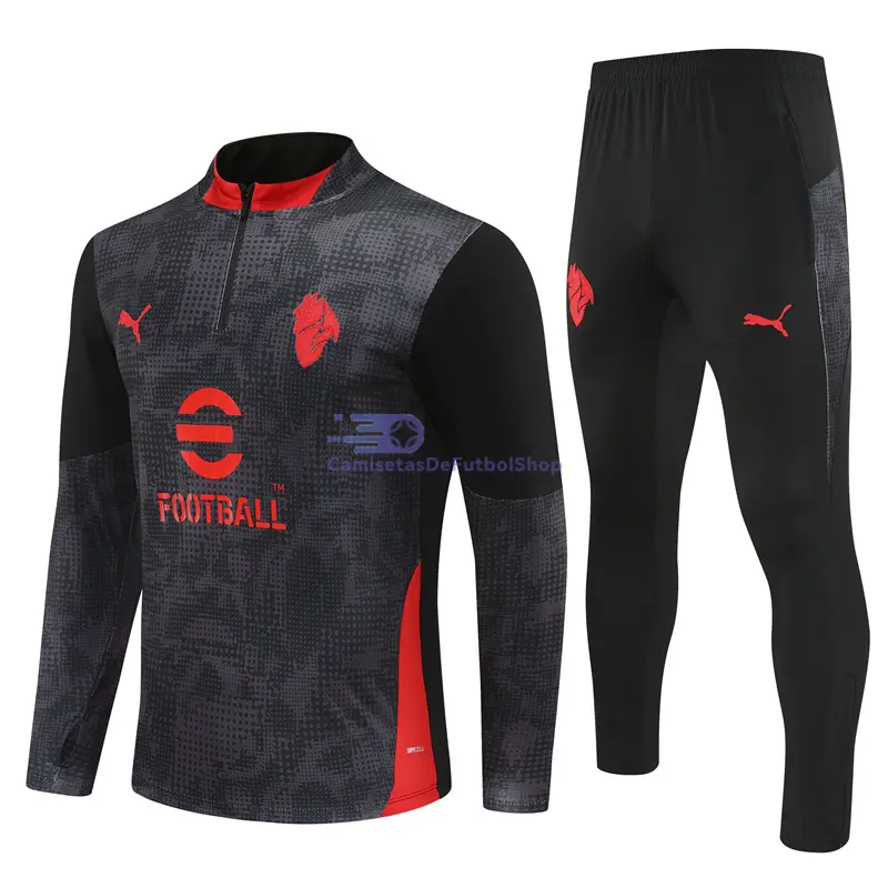 Sudadera De Entrenamiento AC Milan 2025/2026 Kit Negro con Estampado