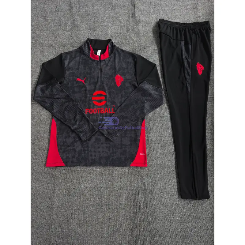 Sudadera De Entrenamiento AC Milan 2025/2026 Niño Kit Negro con Estampado