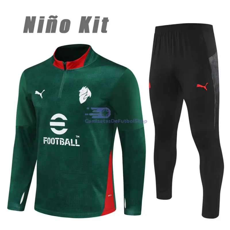 Sudadera De Entrenamiento AC Milan 2025/2026 Niño Kit Verde con Estampado