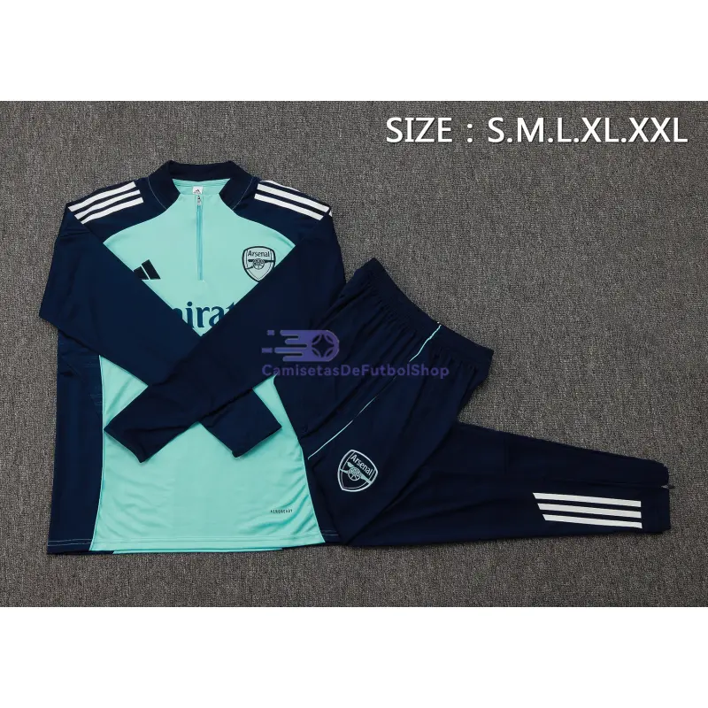 Sudadera De Entrenamiento Arsenal 2025/2026 Kit Verde Claro/Azul Marino