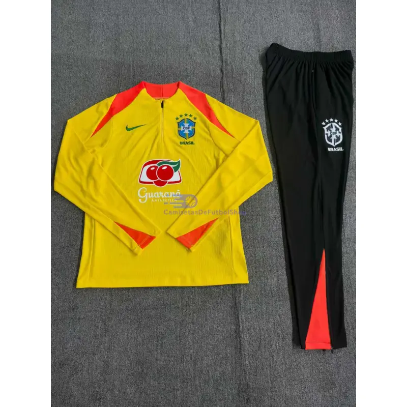 Sudadera De Entrenamiento Brasil 2025/2026 Niño Kit Amarillo (EDICIÓN JUGADOR)