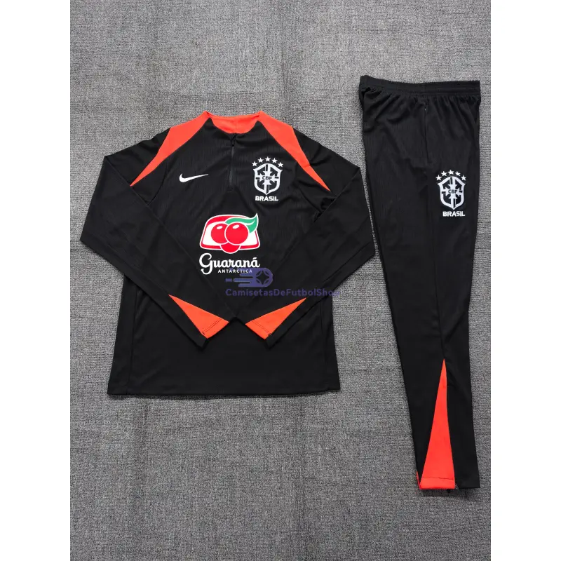Sudadera De Entrenamiento Brasil 2025/2026 Niño Kit Negro (EDICIÓN JUGADOR)