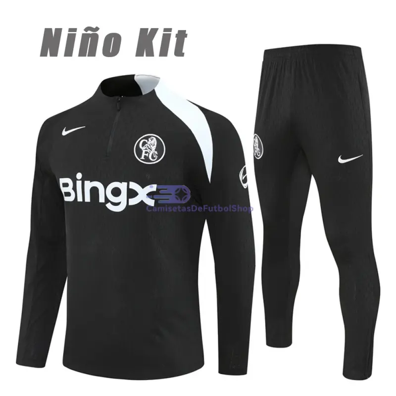 Sudadera De Entrenamiento Chelsea 2025/2026 Niño Kit Negro (EDICIÓN JUGADOR)