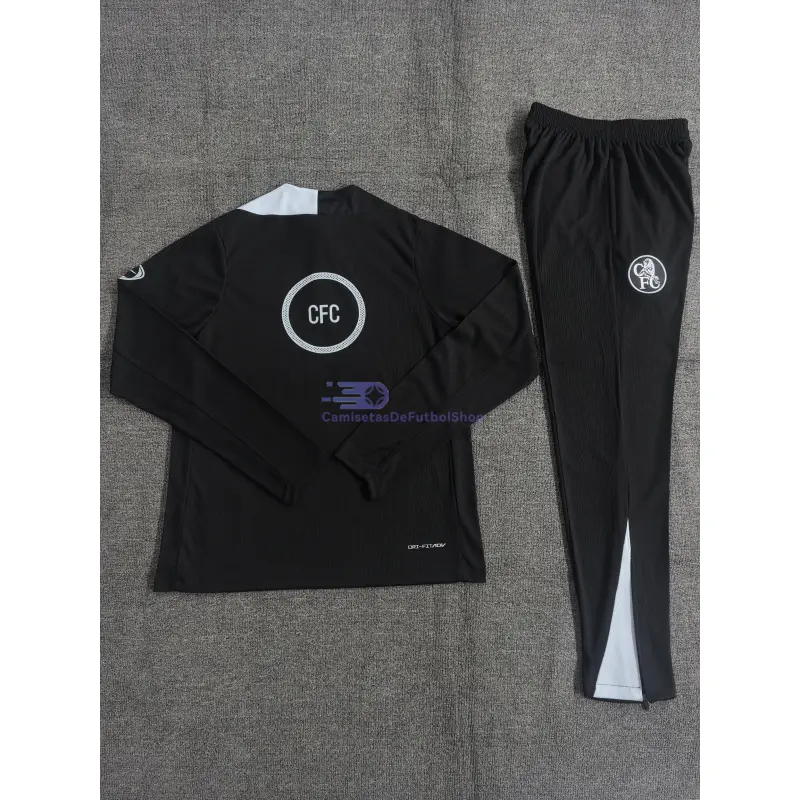 Sudadera De Entrenamiento Chelsea 2025/2026 Niño Kit Negro (EDICIÓN JUGADOR)