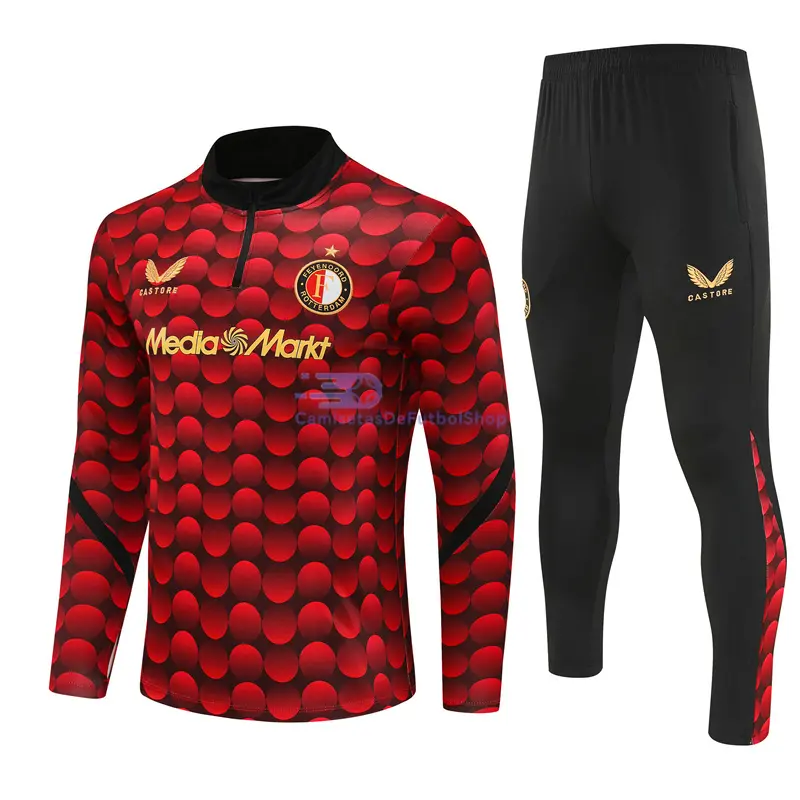 Sudadera De Entrenamiento Feyenoord 2025/2026 Kit Rojo/Negro con Estampado