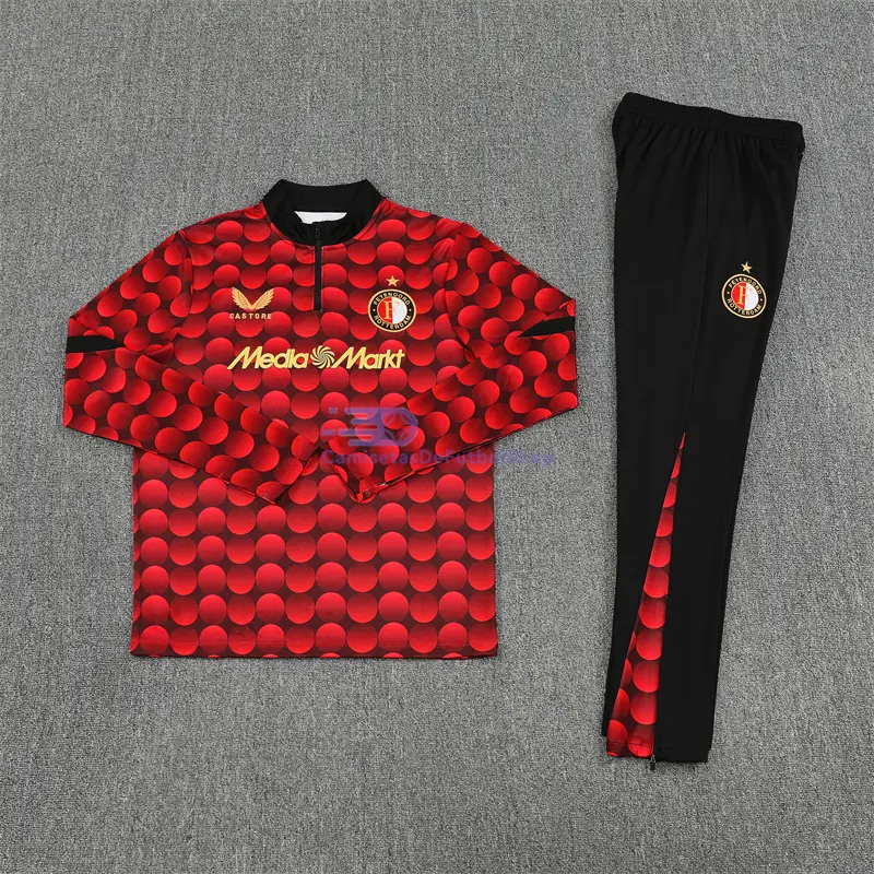 Sudadera De Entrenamiento Feyenoord 2025/2026 Kit Rojo/Negro con Estampado