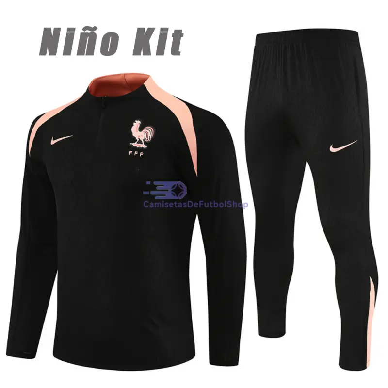 Sudadera De Entrenamiento Francia 2025/2026 Niño Kit Negro (EDICIÓN JUGADOR)