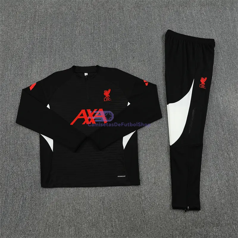 Sudadera De Entrenamiento Liverpool 2025/2026 Kit Negro/Blanco (EDICIÓN JUGADOR)
