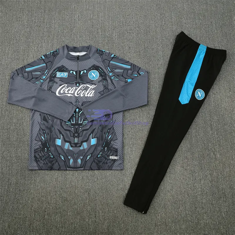 Sudadera De Entrenamiento Napoli 2025/2026 Kit Negro/Gris con Estampado