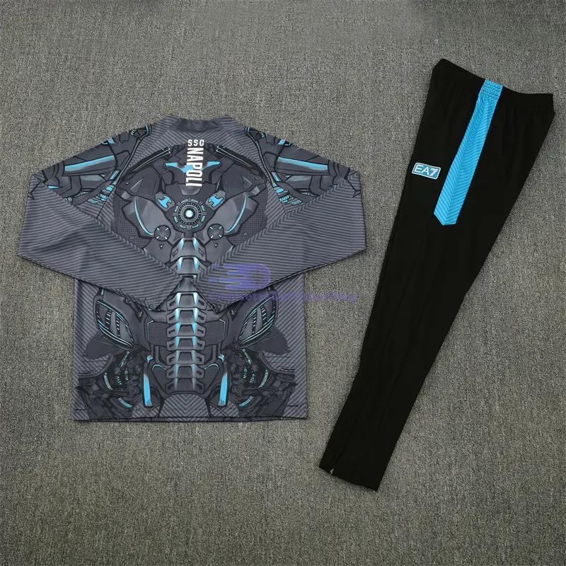 Sudadera De Entrenamiento Napoli 2025/2026 Kit Negro/Gris con Estampado