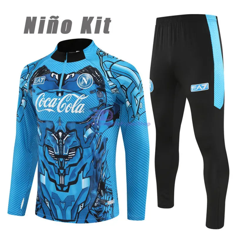 Sudadera De Entrenamiento Napoli 2025/2026 Niño Kit Azul Claro con Estampado