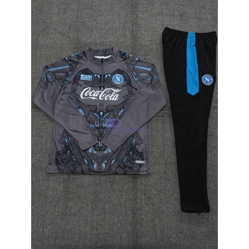 Sudadera De Entrenamiento Napoli 2025/2026 Niño Kit Negro/Gris con Estampado