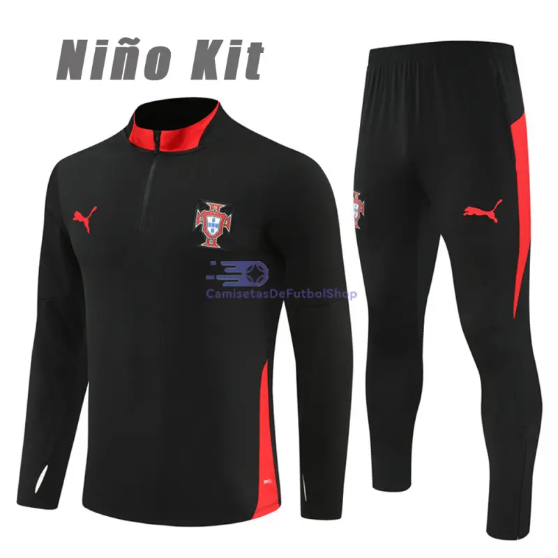 Sudadera De Entrenamiento Portugal 2025/2026 Niño Kit Negro