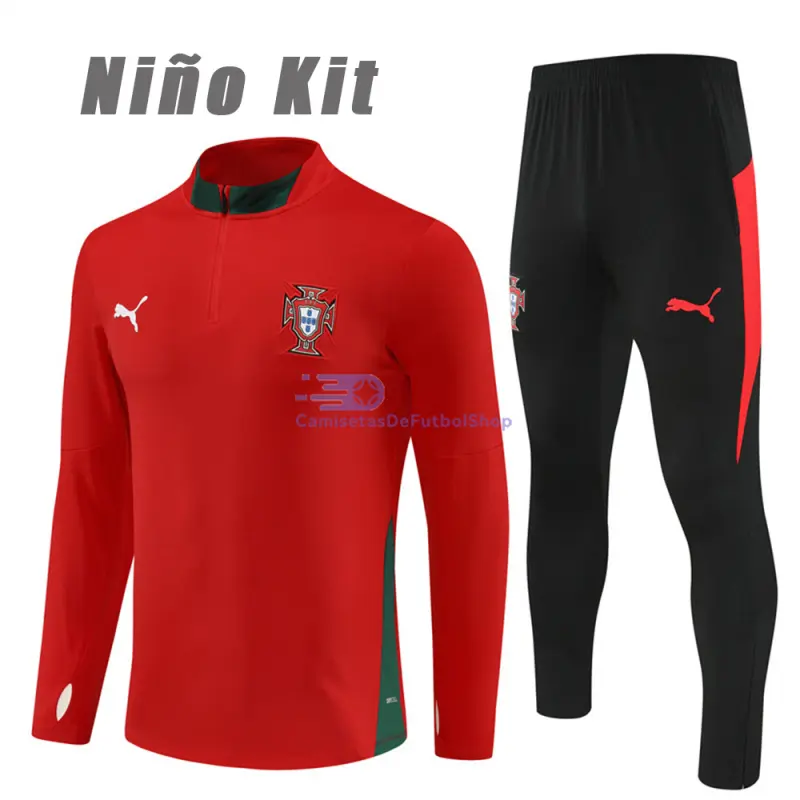 Sudadera De Entrenamiento Portugal 2025/2026 Niño Kit Rojo