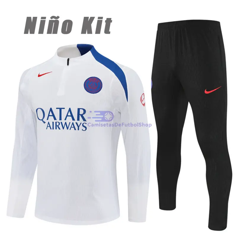 Sudadera De Entrenamiento PSG 2025/2026 Niño Kit Blanco (EDICIÓN JUGADOR)