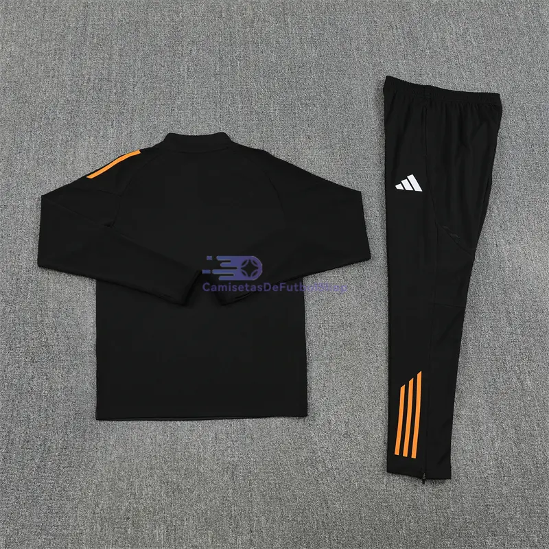Sudadera De Entrenamiento Real Madrid 2025/2026 Kit Negro/Naranja (EDICIÓN JUGADOR)