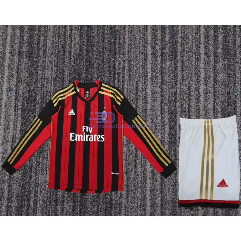 Camiseta AC Milan 2013/14 1ª Equipación Retro ML Rojo/Negro Niño Kit