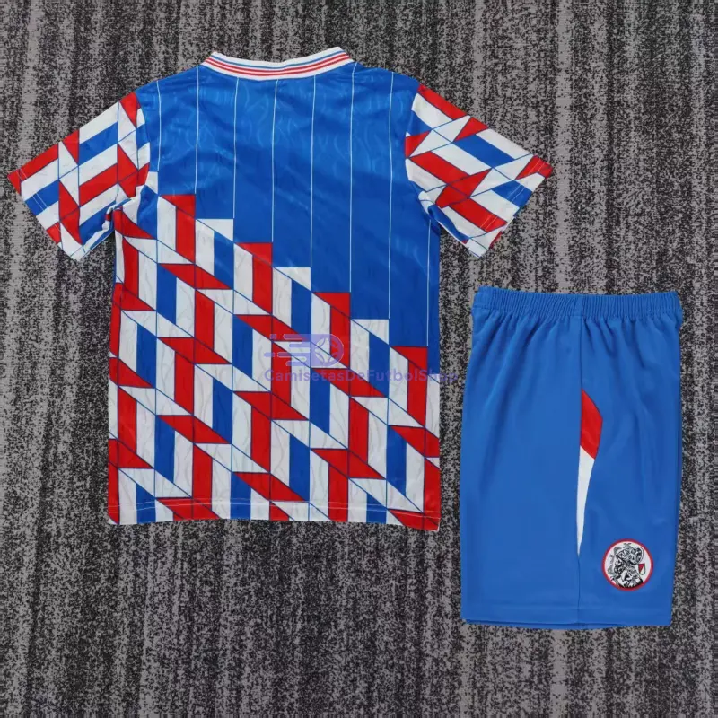 Camiseta Ajax 1989/90 2ª Equipación Retro Azul/Rojo Niño Kit