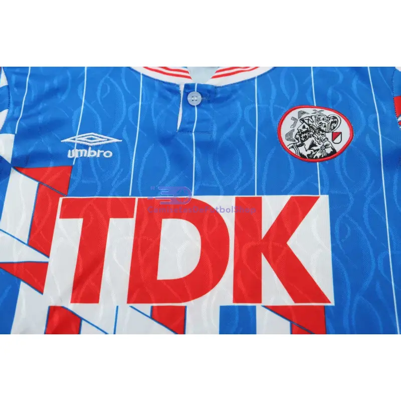 Camiseta Ajax 1989/90 2ª Equipación Retro Azul/Rojo Niño Kit