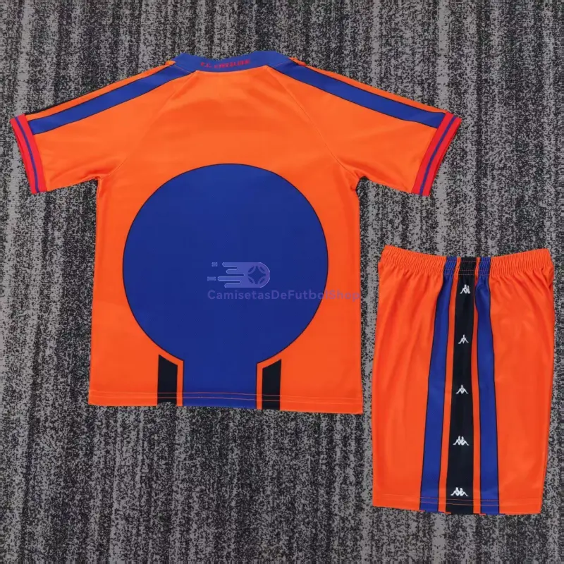 Camiseta Barcelona 1997/98 2ª Equipación Retro Naranja/Azul Niño Kit