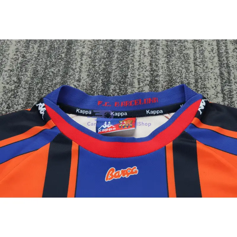 Camiseta Barcelona 1997/98 2ª Equipación Retro Naranja/Azul Niño Kit