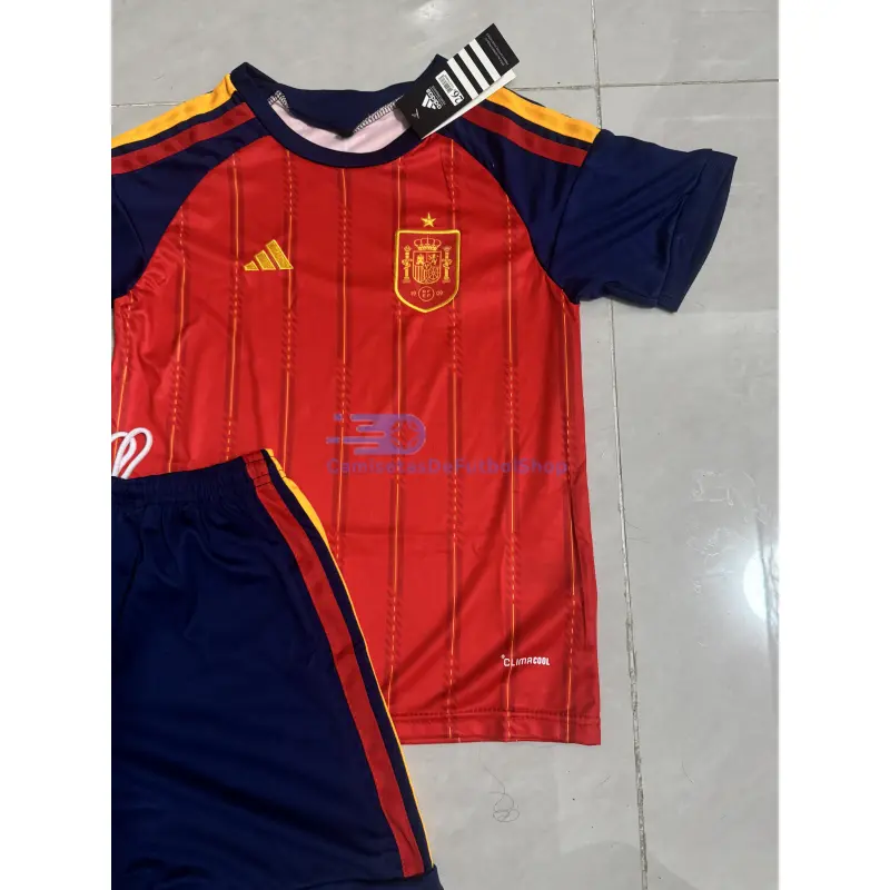 Camiseta España 2026 1ª Equipación Rojo/Azul Niño Kit