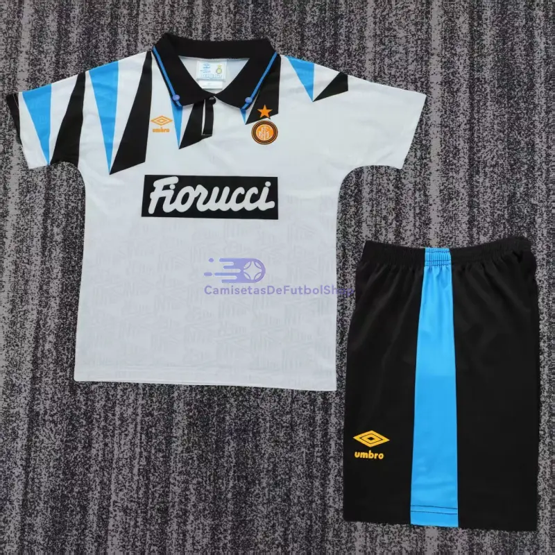 Camiseta Inter de Milan 1992/93 2ª Equipación Retro Blanco Niño Kit