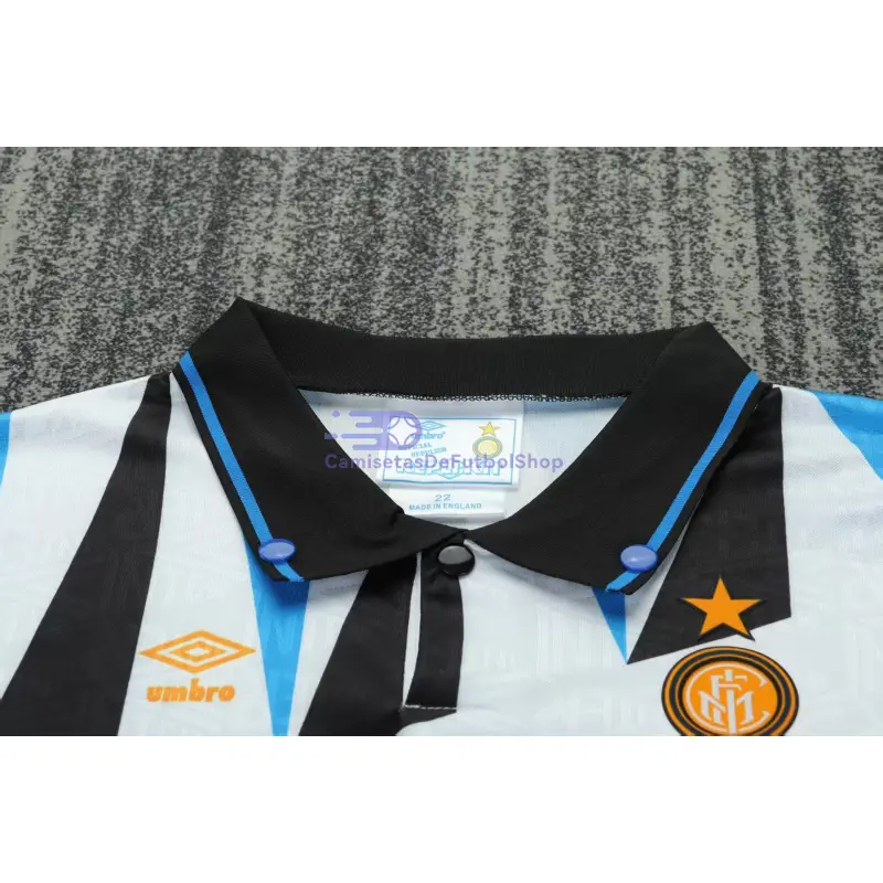 Camiseta Inter de Milan 1992/93 2ª Equipación Retro Blanco Niño Kit