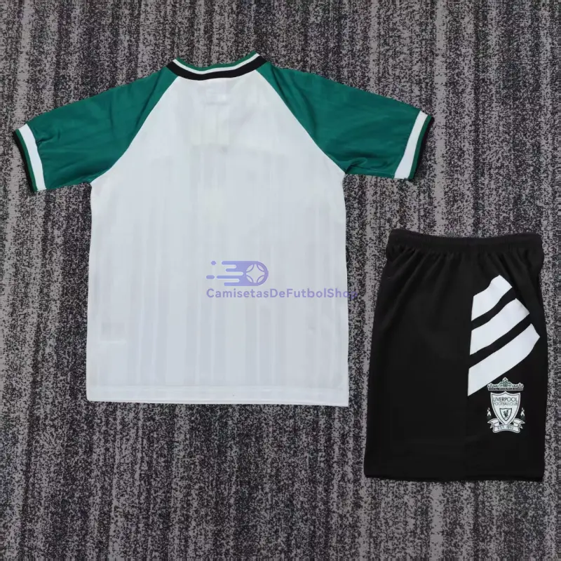Camiseta Liverpool 1993/95 2ª Equipación Retro Blanco/Verde Niño Kit