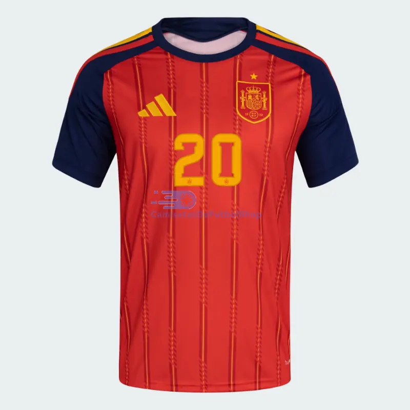 Camiseta Pedri 20 España 2026 1ª Equipación Rojo/Azul