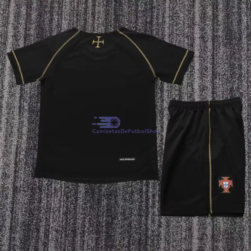 Camiseta Portugal 2006 2ª Equipación Retro Negro Niño Kit