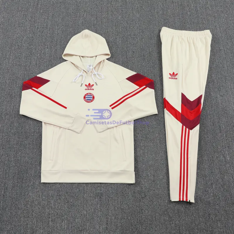 Sudadera de Entrenamiento Bayern Múnich 2025/2026 con Capucha Kit Beige/Rojo