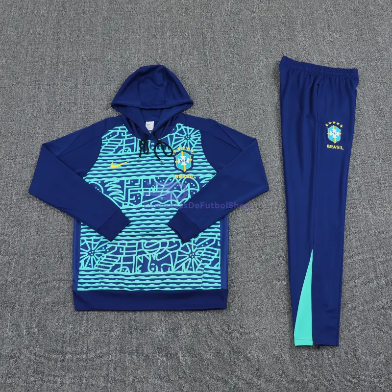 Sudadera de Entrenamiento Brasil 2025/2026 con Capucha Kit Azul con Estampado