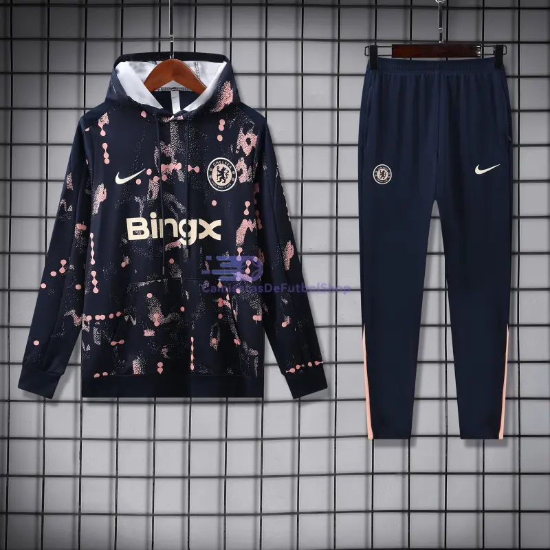 Sudadera de Entrenamiento Chelsea 2025/2026 con Capucha Kit Negro con Estampado