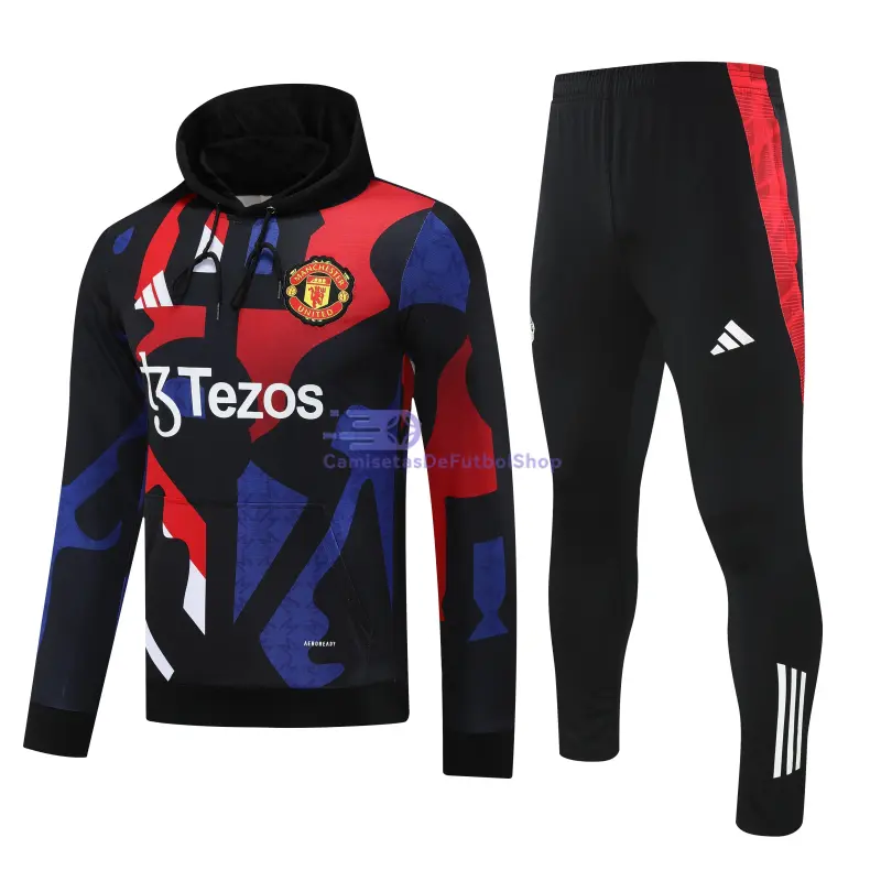 Sudadera de Entrenamiento Manchester United 2025/2026 con Capucha Kit Negro con Estampado
