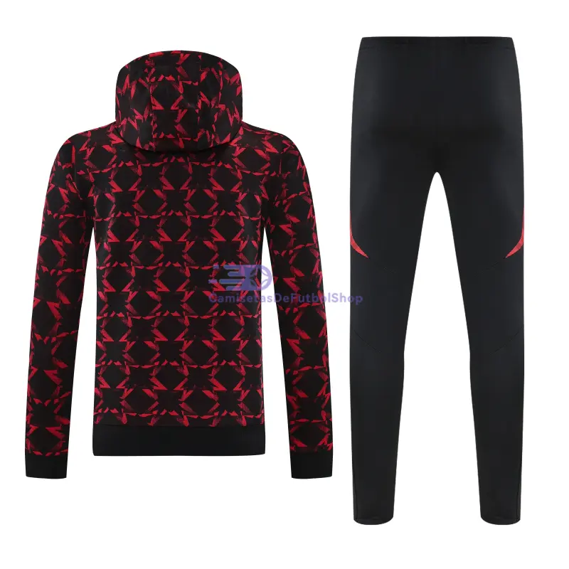 Sudadera de Entrenamiento Manchester United 2025/2026 con Capucha Kit Negro/Rojo con Estampado