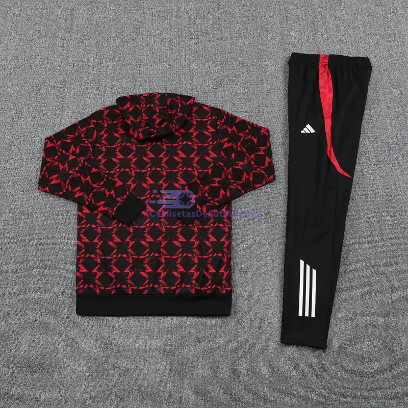 Sudadera de Entrenamiento Manchester United 2025/2026 con Capucha Kit Negro/Rojo con Estampado