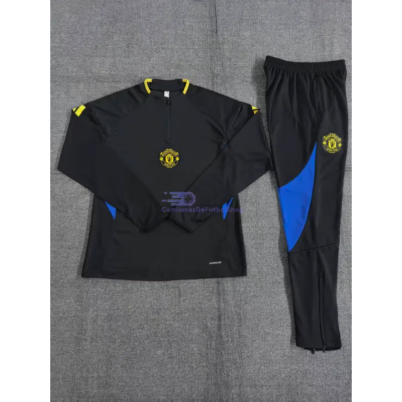 Sudadera De Entrenamiento Manchester United 2025/2026 Niño Kit Negro (EDICIÓN JUGADOR)