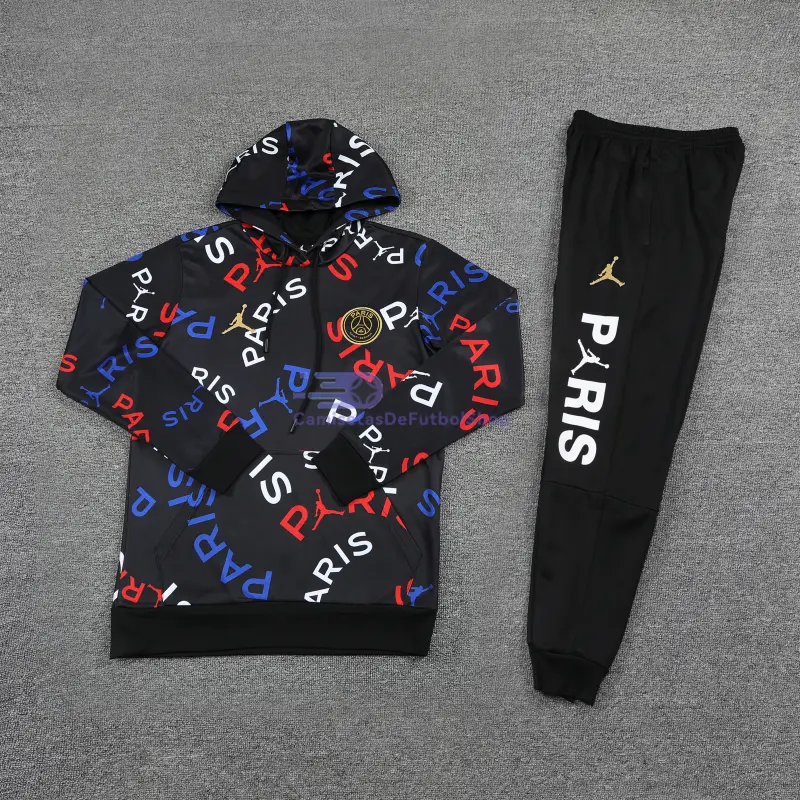Sudadera de Entrenamiento PSG 2025/2026 con Capucha Kit Negro con Estampado de Letras