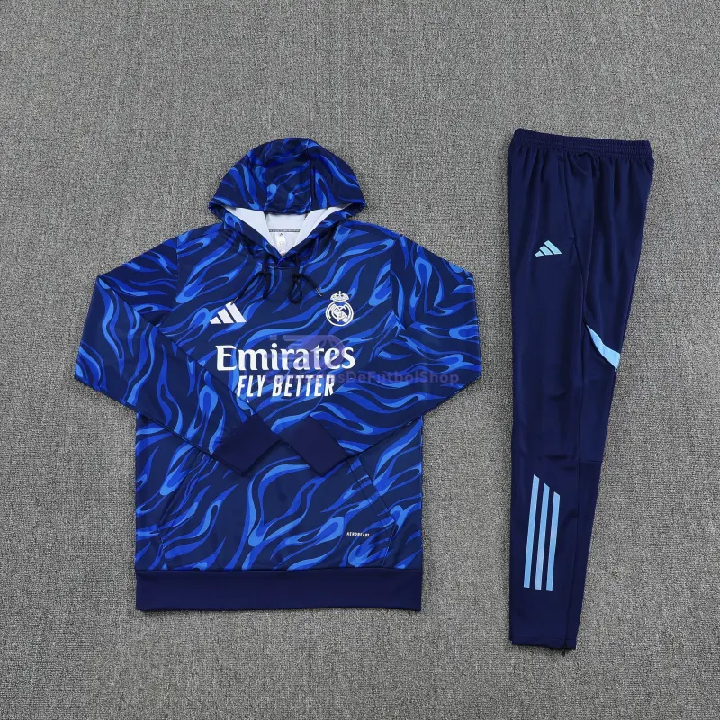 Sudadera de Entrenamiento Real Madrid 2025/2026 con Capucha Kit Azul con Estampado