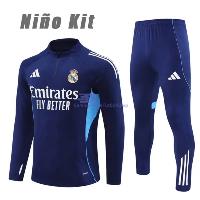 Sudadera De Entrenamiento Real Madrid 2025/2026 Niño Kit Azul Marino